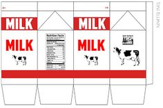 three milk cartons are shown with the labels on each one, and two different types of milk