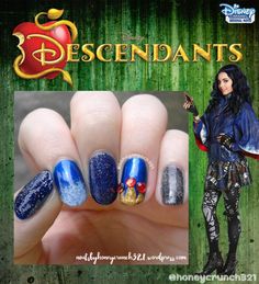 evie inspired nails 4 Zion Camping, Descendants Party, Nail Art Disney