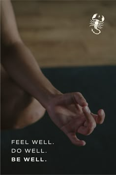 a person is doing yoga on a mat with the words, feel well do well be well