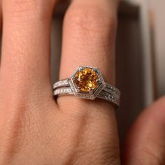 Citrine ring engagement ring yellow gemstone natural quartz | Etsy Citrine Center Stone Topaz Ring, Silver Citrine Promise Ring, Yellow Topaz Ring With Center Stone In Sterling Silver, Silver Citrine Birthstone Ring With Accent Stones, Elegant Yellow Sapphire Sterling Silver Ring, Elegant Silver Citrine Birthstone Ring, Topaz Ring With Yellow Sapphire And Accent Stones, Yellow Sapphire Topaz Ring With Accent Stones, Round Topaz Ring With Yellow Sapphire And Accent Stones