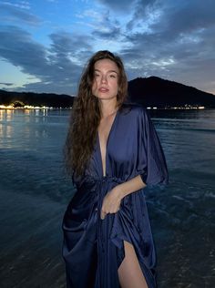 Shop comfort and elegance with our Goddess Kaftan Maxi Dress. This navy hand-dyed kaftan features a flowy Bohemian V-neck Midi Dress For Night Out, Chic V-neck Maxi Dress For Night, Elegant Flowy V-neck Dress For The Beach, Beachwear V-neck Maxi Dress For Date Night, Elegant V-neck Midi Dress For Beach Cover-up, Elegant V-neck Maxi Dress For Night, Summer Night Maxi Length Dress, Flowy V-neck Beach Dress For Party, Summer Evening Open Front Maxi Dress