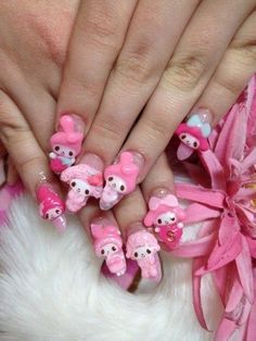 Super Cute Nails, Gyaru Fashion, Hello Kitty Items, All Things Cute