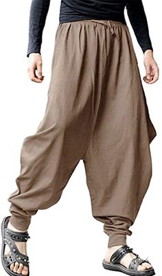 But make it a lighter, more tan, less grey, color Hakama Trousers, Camisa Rock, Ceremonial Clothing, Harem Pants Men, Linen Harem Pants, Cotton Harem Pants, Harem Trousers, Fall Pants, Loose Trousers