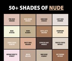 the 50 shades of nude are on display in this graphic style, with different colors and sizes