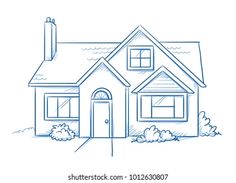 a blueprint drawing of a house on a white background