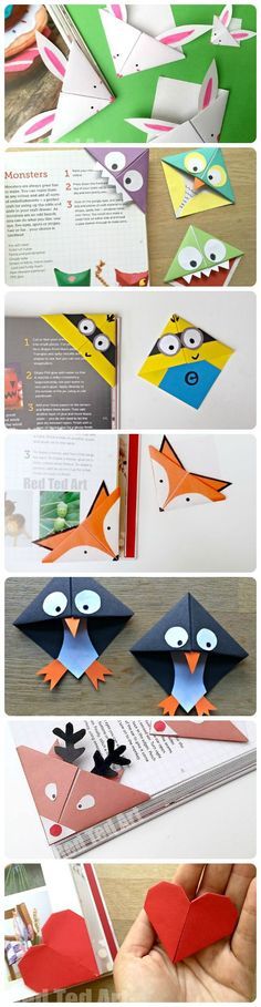 the instructions for how to make an origami bird bookmark with paper and scissors