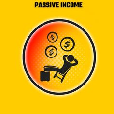 a man is sitting in a chair with money coming out of his head and the words passive