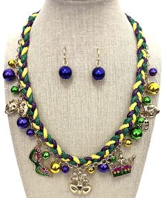 I1285GDMT-112111 Mardi gras theme multi charm dangle braid chain necklace      Color: GDMT: Gold, Multi Color      Necklace Size: Length 18 inches extend Please don't forget to include your apartment number on order if applicable. ******Our products are generally made of metal alloy (silver and copper and other metal alloy) with high quality plating(It will last for a long without tarnish). Lead and Nickel Compliant. Party Multicolor Charms Necklaces, Multicolor Dangle Charm Necklaces With Dangling Charms, Multicolor Dangling Charm Necklaces, Multicolor Dangling Charms Necklace, Multicolor Metal Charm Necklace With Adjustable Chain, Multicolor Metal Dangle Jewelry, Handmade Adjustable Jewelry For Mardi Gras, Multicolor Dangling Charms Jewelry For Party, Multicolor Jewelry With Dangling Charms For Party