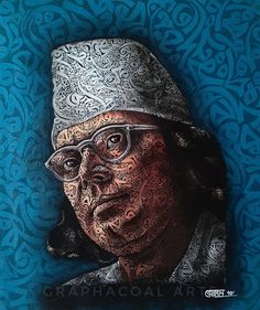 Calligram painting of kazi nazrul islam. Calligraphy Portrait, Canvas Lettering, Kazi Nazrul Islam, Acrylic Painting Portrait, Islam Calligraphy, Canvas Letters, Food Banner, Calligraphy Alphabet, Painting Portrait