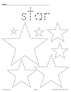 FREE Stars Tracing Worksheet Star Worksheet, Shape Worksheets For Preschool, Shapes Worksheet Kindergarten, Tracing Worksheets Free, Shape Tracing Worksheets, Shape Coloring Pages, Sistem Solar, Preschool Tracing, Free Preschool Worksheets