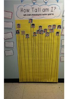 a bulletin board with pictures of people on it and the words how tall is it?