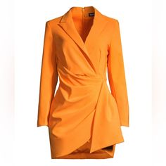 Blazer-Style Minidress Twists Asymmetrically At The Waist Creating Pleats Across The Stomach, Ending In A Sharp Surplice Hem. Never Worn, New With Tags. Questions? Leave A Comment Below! Orange Blazer Dress, Lavish Alice Dress, Wrap Blazer, Orange Blazer, Lavish Alice, What To Wear Today, Blazer Style, Dress Orange, Mood Board Fashion