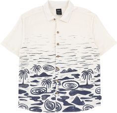 RVCA Wasted Palms S/S Shirt - natural Summer Cream Camp Shirt With Relaxed Fit, Casual Natural Color Tops For Summer, Off White Short Sleeve Top For Beach, Casual Off White Summer Shirt, Casual Off-white Summer Shirt, Skate Man, Womens Snowboard, Women Skates, Snowboarding Men