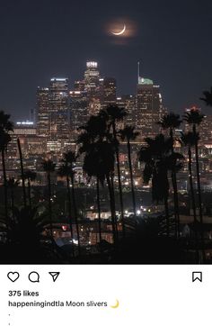 the moon is seen over los angeles at night