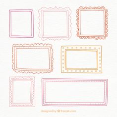 four different colored frames with scalloped edges on a white paper background for text