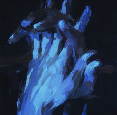 an abstract painting of a hand reaching out to touch something with it's fingers