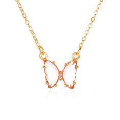 Material: Alloy Fashion Element: Butterfly Style: Simple Necklace Street Style, Crystal Butterfly Necklace, Clear Butterfly, Necklace Chain Types, Crystal Butterfly, Butterfly Pendant Necklace, Cute Butterfly, Crystal Chain, Butterfly Necklace