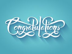 congratulations written in cursive type on a blue background with shadow from the paper