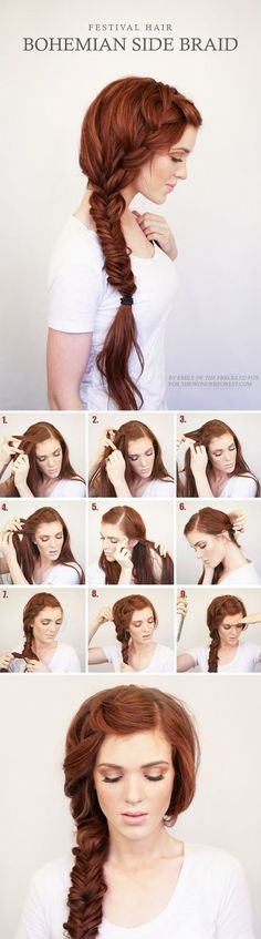 easy diy side braid boho bridal hairstyle idea Diy Wedding Hair, Festival Hair, Side Braid, Different Hairstyles, Hair Dos, Gorgeous Hair, Hair Day