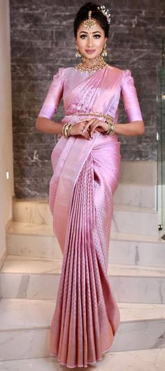 Pink and Majenta color Saree in Art Silk, Silk fabric with Weaving, Zari work Pink Wedding Saree, Light Pink Saree, Pink Designer Saree, Pink Color Saree, India Wedding Dress, Indian Saree Wedding, Light Pink Blouses, Bridesmaid Saree, Indian Designer Sarees