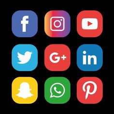 the different social icons are shown in this image, including facebook, twitter and instagram