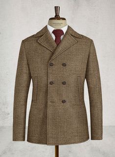 Ideal for the man who takes his style iconic, the Vintage Glasgow Brown Tweed Pea Coat is sure to fast become a wardrobe favourite. Crafted from wool, the interestingly textured tweed coat will make sure you stand out while looking effortlessly smart. 
 
 Look Includes  Vintage Glasgow Brown Tweed Fabric  Faux Horn Brown Buttons  Side Pockets   You can change the look by changing the options. 
 
Lining: 100% Viscose, Dry Clean. Grey Tweed Suit, Casual Trench Coat, Herringbone Tweed Jacket, White Linen Suit, Green Velvet Jacket, Peaky Blinders Suit, Royal Blue Suit, His Style, Mens Attire