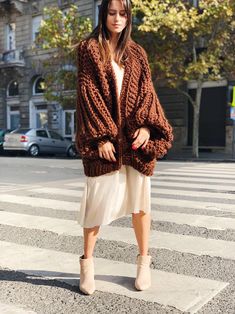 "This brown maxi coat is warm, oversize and very popular among our customers. Chunky knit sweater for women. This crochet cardigan is long and has long sleeves. This elegant, soft and warm chunky cardigan is made of wool blend yarn. Wool cardigan open in front, loose fit. The coat is very practical. The front of the coat is open, so if you want, you can close on special buttons. The knitted cardigan is comfortably light, very soft and super cozy. Since the material is very high quality wool yarn Crochet Cardigan Brown, Gray Kimono, Sweater Chunky, Cardigan Brown, Sweater Crochet, Maxi Coat, Chunky Knit Sweater, Chunky Cardigan, Mohair Sweater