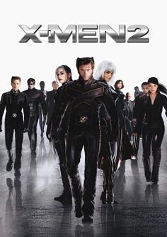 the x - men 2 movie poster with many people in black suits and white hair