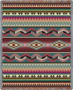 70x53 DESERT STRIPE Southwest Tapestry Afghan Throw Blanket Southwestern Quilts, Indian Desert, Crochet Quilt Pattern, Indian Motif, Indian Blankets, Afghan Throw Blanket, Indian Patterns, Southwest Decor, Southwest Design