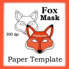 a fox mask with the words paper template on it and an image of a fox's head