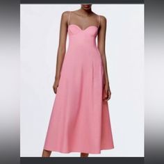 Questions? Leave A Comment Below! Adjustable Straps Elastic Back Very Barbie Chic ! Size Large Nwt Elegant Cotton Midi Dress With Sweetheart Neckline, Spring Party Midi Dress In Cotton, Elegant Pink Cotton Midi Dress, Pink Cotton Midi Dress For Party, Elegant Zara Cotton Dress, Zara Lined Midi Dress For Spring, Zara Lined Midi Dress, Rose Gold Midi Dress, Zara Polka Dot Dress