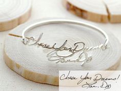 40% OFF Memorial Signature Bangle  by CaitlynMinimalist on Etsy Handwriting Bracelet, Silver Bridesmaid, Handwriting Necklace, Signature Rings, Signature Bracelet, Handwriting Jewelry, Mother Christmas Gifts, Mother In Law Gifts, Signature Jewelry