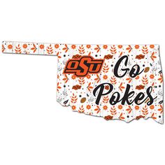 an orange and white bandana with the word go pokes on it