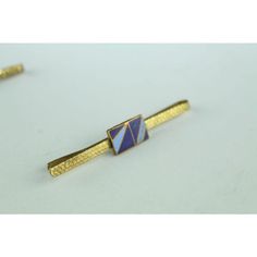 Tie clip made of brass with art deco application of colorful enamel ca. 10g Gold Modernist Brooch For Formal Occasions, Modernist Gold Brooch For Formal Occasions, Vintage Enamel Jewelry With Polished Finish, Formal Blue Enamel Brooches, Blue Art Deco Formal Brooch, Gold Enamel Lapel Pin, Gold Enamel Art Deco Jewelry, Formal Enamel Brooch Jewelry, Gold Art Deco Enamel Jewelry