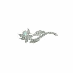 Estate Jewelry Estate Jewelry - Platinum Pear Shaped Natural Beryl and Diamond Brooch | Manfredi Jewels Elegant Green Diamond Brooch, Elegant Green Gemstone Brooch, Elegant Green Gemstone Brooches, Diamond Flower Brooch, Diamond Brooch, Baguette Cut Diamond, House Gifts, Fine Watches, Diamond Flower