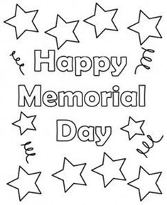 happy memorial day coloring page with stars