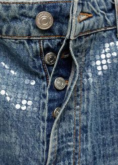 Jeans with sequins under slits - Women | MANGO USA Straight Leg Denim Bottoms With Sequins, Straight Leg Denim Sequined Bottoms, Sequined Straight Leg Denim Bottoms, Sequin, Mango, Cotton Blend, Wardrobe, Fabric, How To Wear