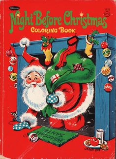 an old fashioned christmas book with santa claus