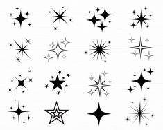 black and white stars are arranged in the shape of different shapes on a white background