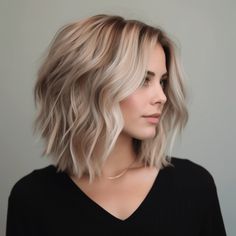 Angled Bob with Textured Waves Bouncy Bob, Modern Bob Haircut, Modern Bob, Angled Bob, Hair Affair, Hair Color And Cut, Textured Waves, Happy Hair