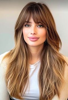 Long Hair Feathered Around Face, Face Framing Bangs Straight Hair, Long Feathered Hairstyles, Straight Long Hair With Bangs, Bangs With Layers Face Framing, Feathered Haircut, Long Fringe Hairstyles, Uk Hairstyles, Feathered Bangs