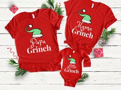 Grinch Christmas Shirts, Birthday Matching Shirts, Grinch Birthday, Diy Christmas Shirts, Funny Grinch, Grinch Christmas Party, Christmas Pjs Family, Grinch Shirts