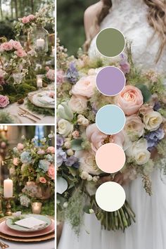 Rustic Wedding Pastel Colors, Simple Wedding Themes Color Schemes, Pink Spring Wedding Colors, Springtime Wedding Colors, Pastel Vintage Wedding Theme, Pastels Wedding Colors, Spring Wedding Colors Pastel, Fairytale Wedding Color Schemes