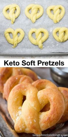 two pictures side by side one with pretzels and the other with dough