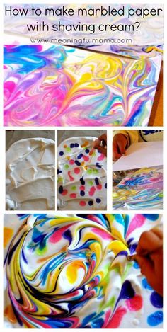 how to make marbled paper with shaving cream? - easy and fun art project for kids