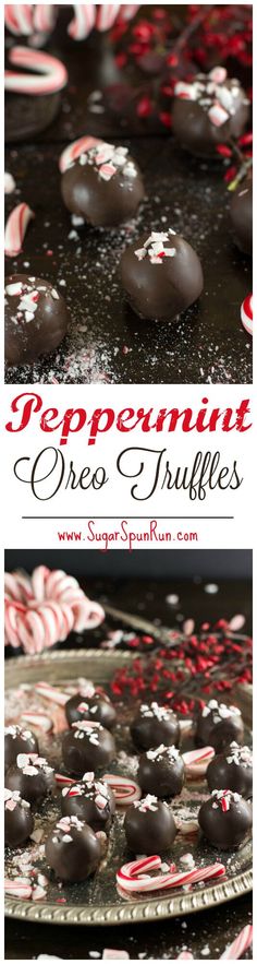 peppermint oreo truffles on a plate