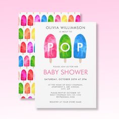 an ice cream themed baby shower party card