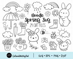 doodle spring svg cut files