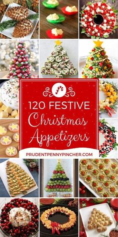 twelve festive christmas appetizers with text overlay