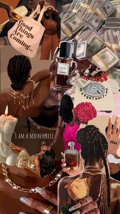 a collage of images with different items and words on them that say i am a masterpiece